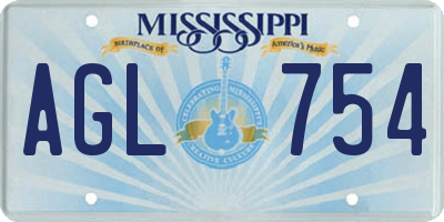 MS license plate AGL754
