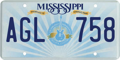 MS license plate AGL758