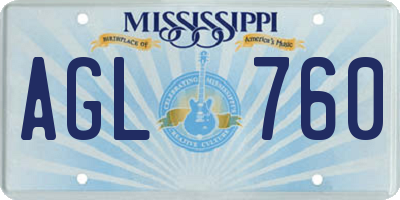 MS license plate AGL760
