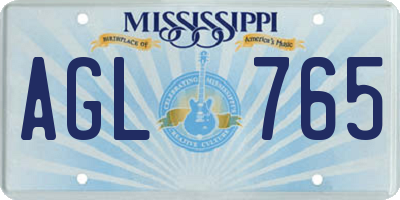 MS license plate AGL765
