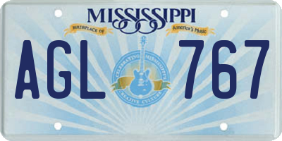 MS license plate AGL767