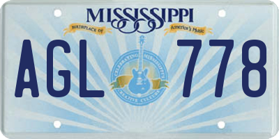 MS license plate AGL778