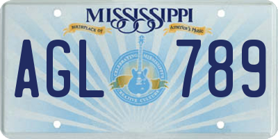 MS license plate AGL789