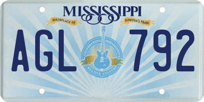 MS license plate AGL792