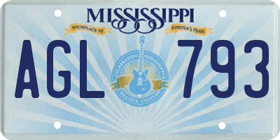 MS license plate AGL793