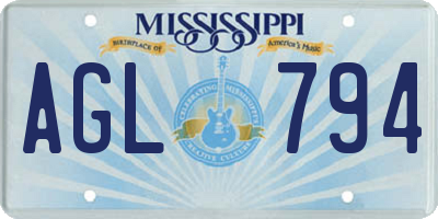 MS license plate AGL794
