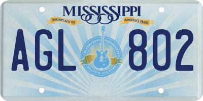 MS license plate AGL802