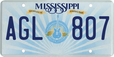 MS license plate AGL807