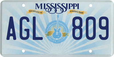 MS license plate AGL809
