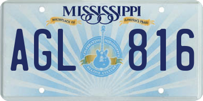 MS license plate AGL816