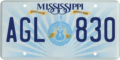 MS license plate AGL830