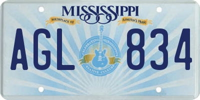 MS license plate AGL834