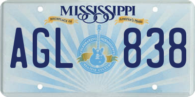 MS license plate AGL838