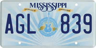 MS license plate AGL839