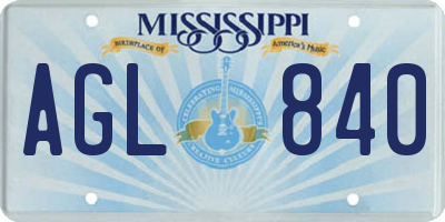 MS license plate AGL840