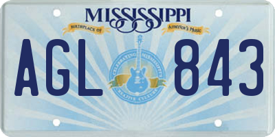 MS license plate AGL843