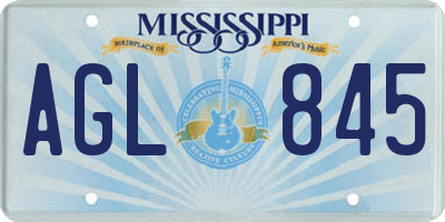 MS license plate AGL845