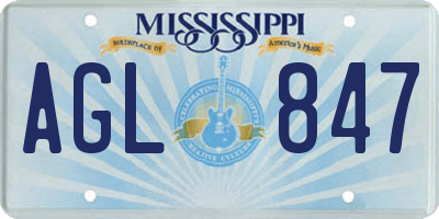 MS license plate AGL847