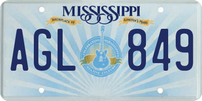 MS license plate AGL849