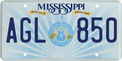 MS license plate AGL850