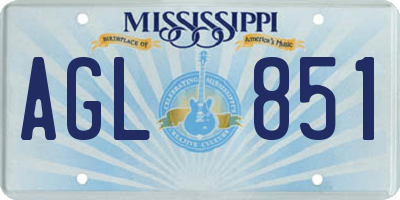 MS license plate AGL851