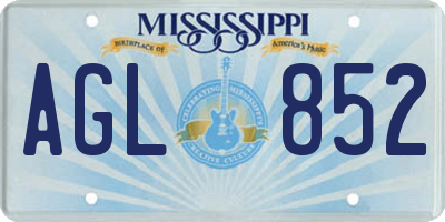 MS license plate AGL852