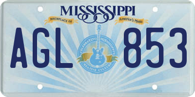 MS license plate AGL853