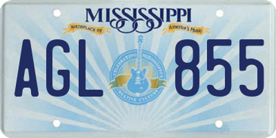 MS license plate AGL855