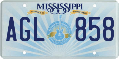 MS license plate AGL858