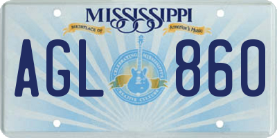 MS license plate AGL860