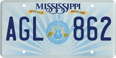 MS license plate AGL862