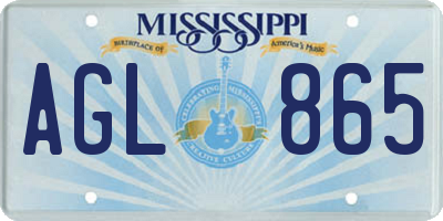 MS license plate AGL865