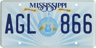 MS license plate AGL866