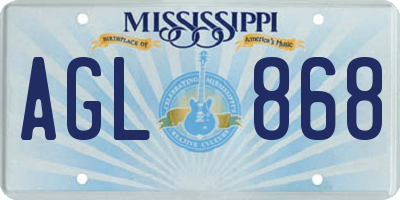 MS license plate AGL868