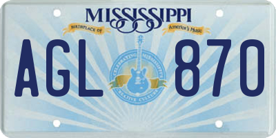 MS license plate AGL870