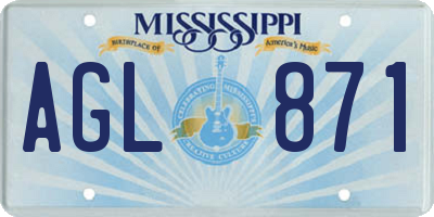 MS license plate AGL871