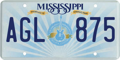 MS license plate AGL875
