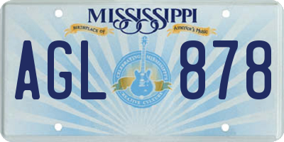 MS license plate AGL878