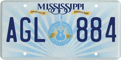 MS license plate AGL884