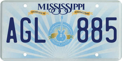 MS license plate AGL885
