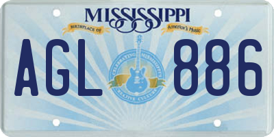 MS license plate AGL886