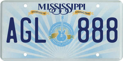 MS license plate AGL888