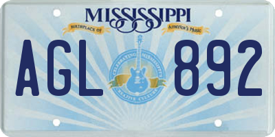 MS license plate AGL892