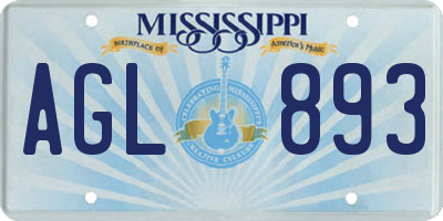 MS license plate AGL893