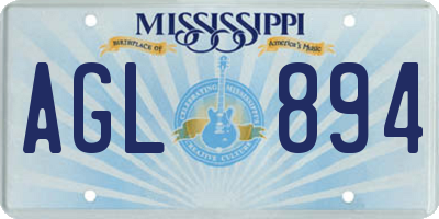MS license plate AGL894