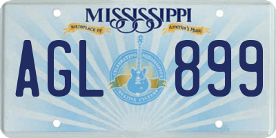 MS license plate AGL899