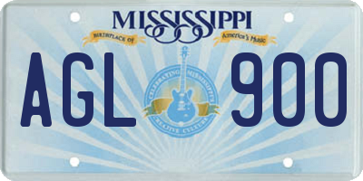 MS license plate AGL900