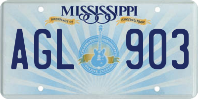 MS license plate AGL903