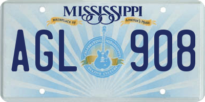 MS license plate AGL908