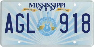 MS license plate AGL918